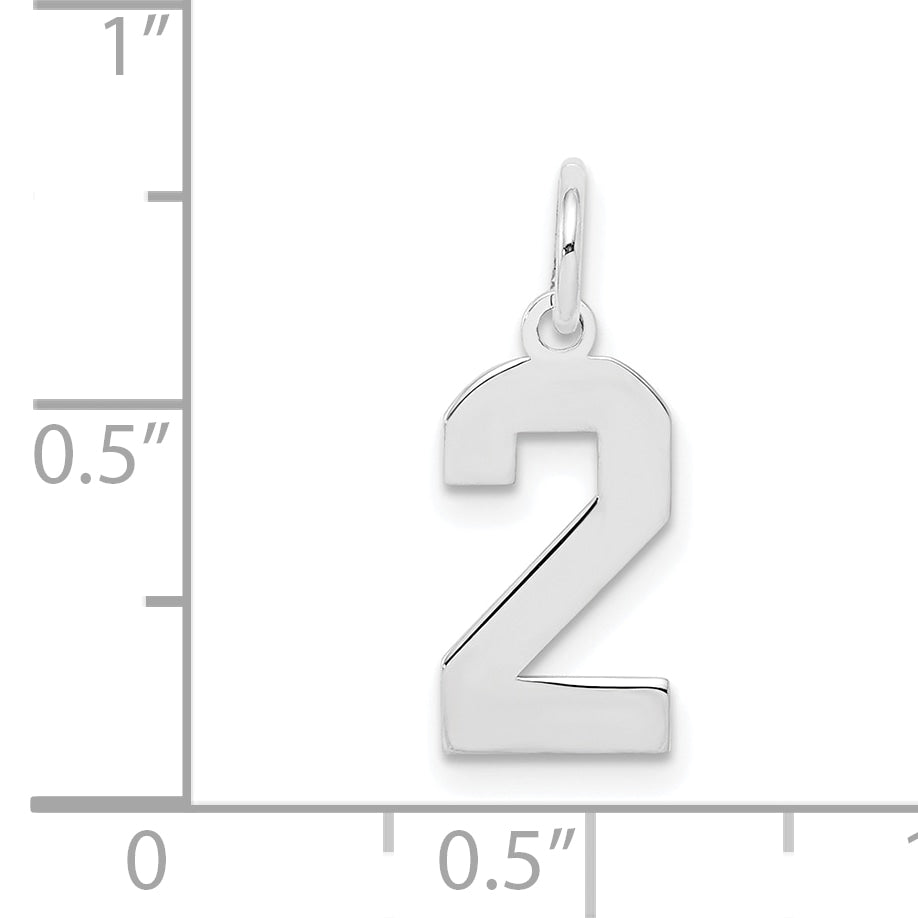 Sterling Silver Silver/Rhodium-Plated Polished Number 2 Charm