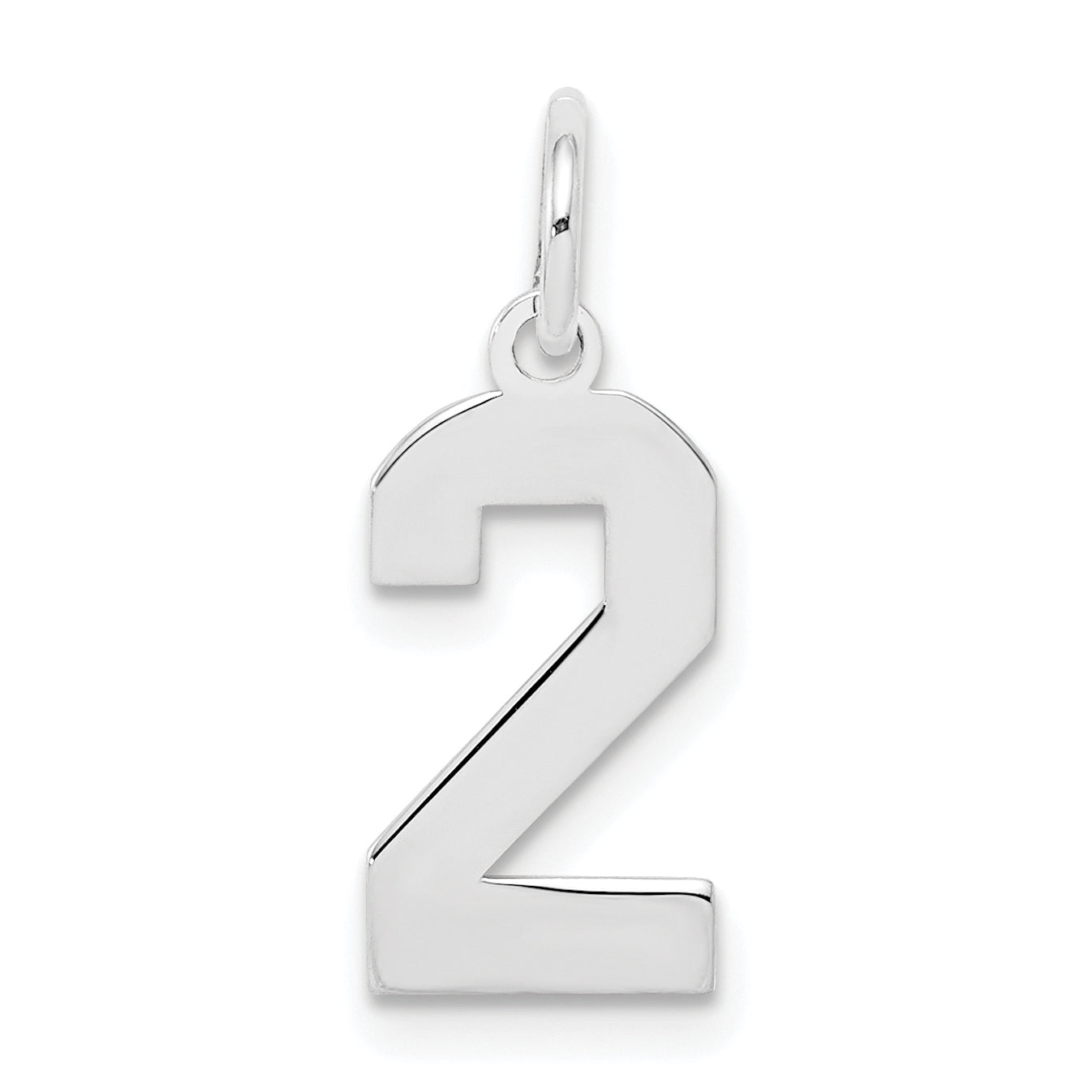 Sterling Silver Silver/Rhodium-Plated Polished Number 2 Charm