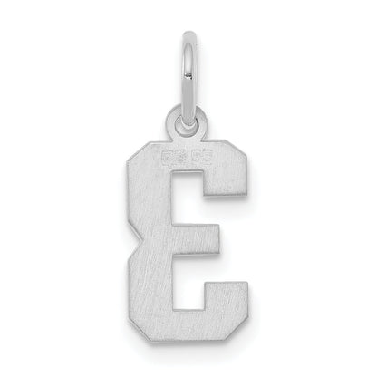 Sterling Silver Silver/Rhodium-Plated Polished Number 3 Charm