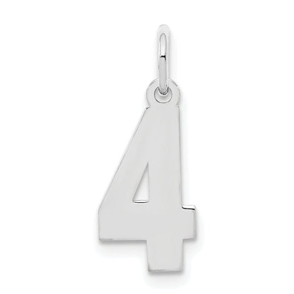 Sterling Silver Silver/Rhodium-Plated Polished Number 4 Charm