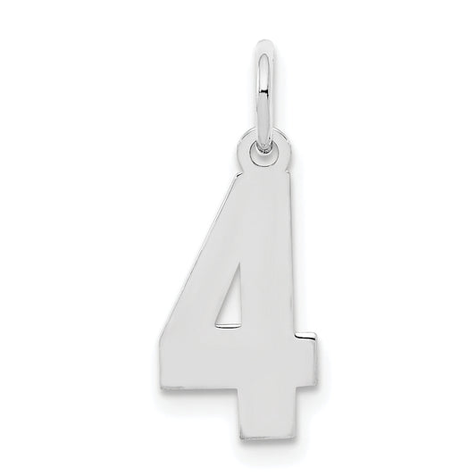 Sterling Silver Silver/Rhodium-Plated Polished Number 4 Charm