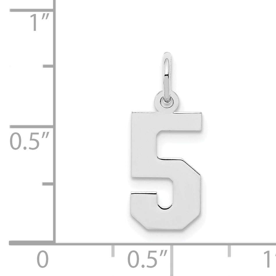 Sterling Silver Silver/Rhodium-Plated Polished Number 5 Charm