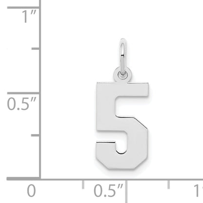 Sterling Silver Silver/Rhodium-Plated Polished Number 5 Charm