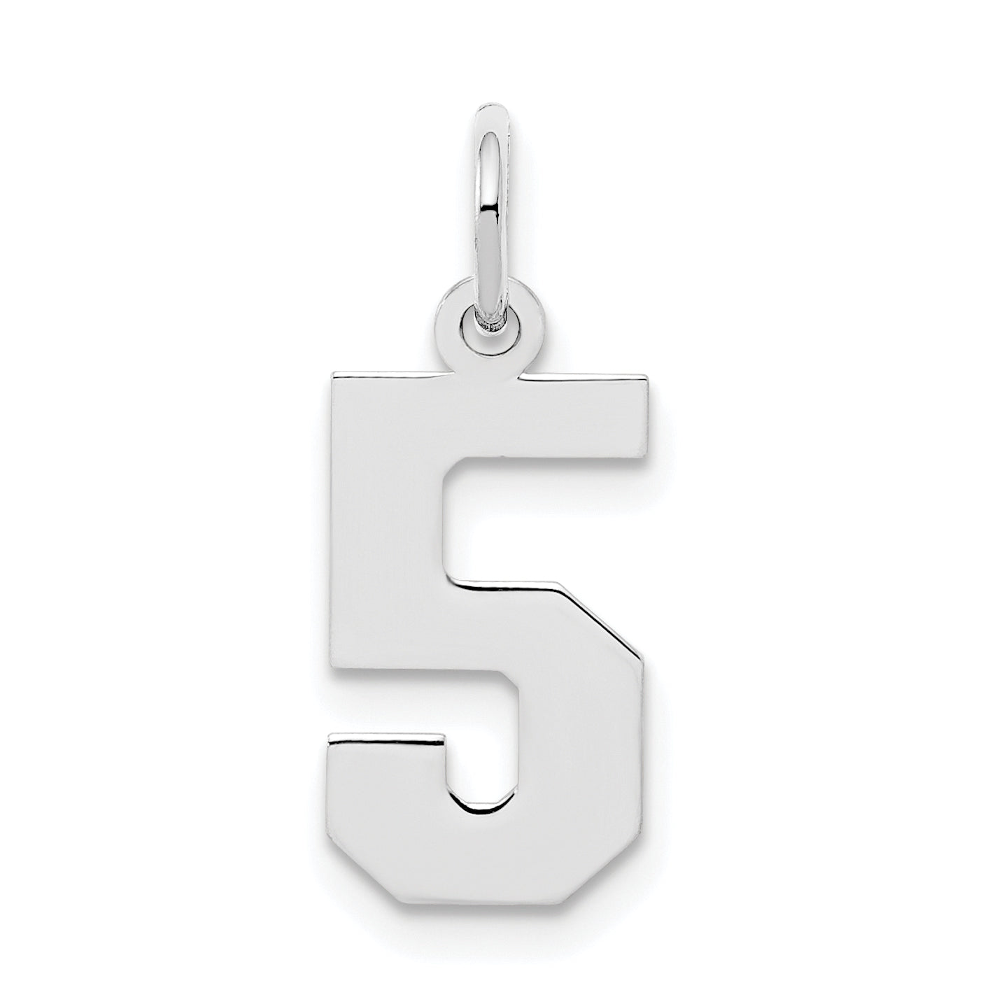 Sterling Silver Silver/Rhodium-Plated Polished Number 5 Charm