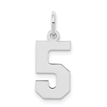 Sterling Silver Silver/Rhodium-Plated Polished Number 5 Charm