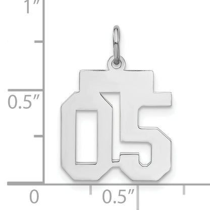Sterling Silver Small Polished Number 05 W/Top Charm