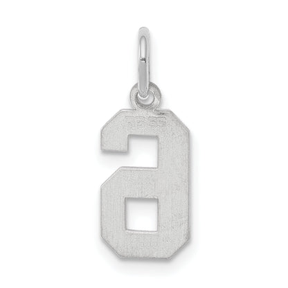 Sterling Silver Silver/Rhodium-Plated Polished Number 6 Charm