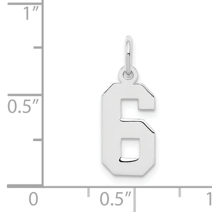 Sterling Silver Silver/Rhodium-Plated Polished Number 6 Charm