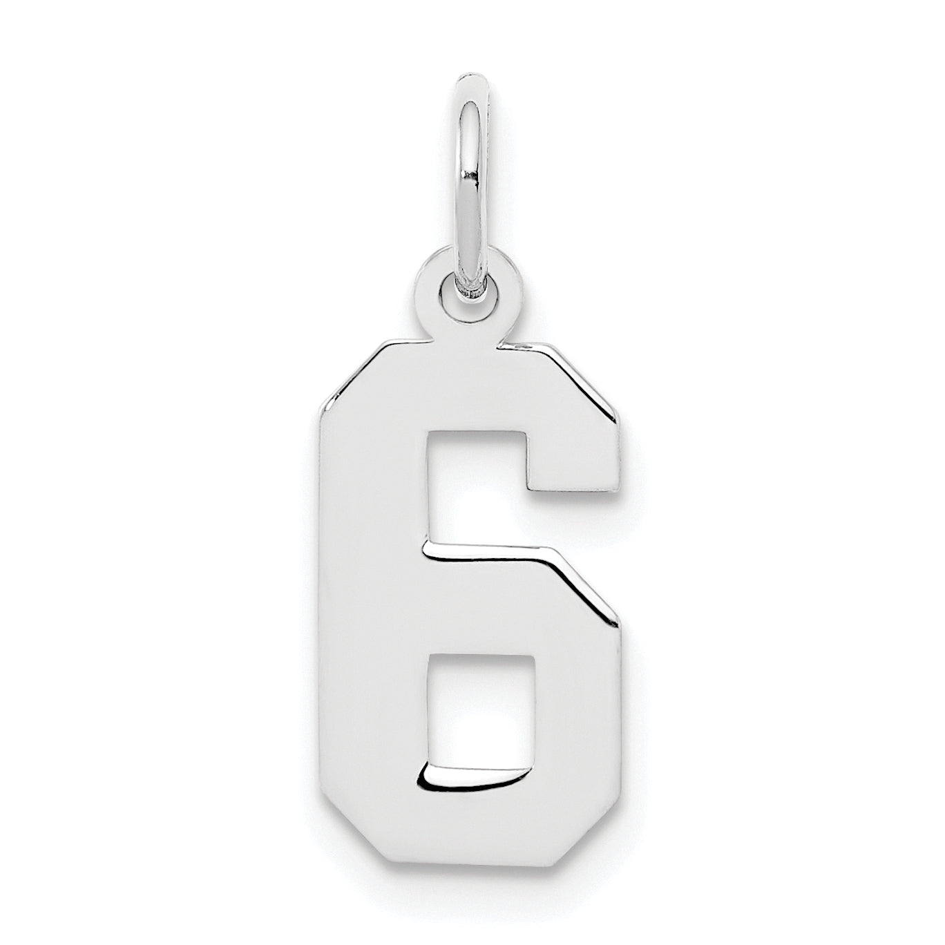 Sterling Silver Silver/Rhodium-Plated Polished Number 6 Charm