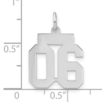Sterling Silver Small Polished Number 06 W/Top Charm