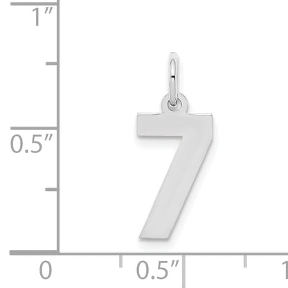 Sterling Silver Silver/Rhodium-Plated Polished Number 7 Charm