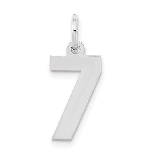 Sterling Silver Silver/Rhodium-Plated Polished Number 7 Charm