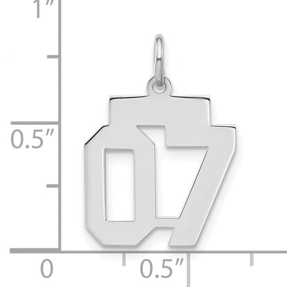 Sterling Silver Small Polished Number 07 W/Top Charm