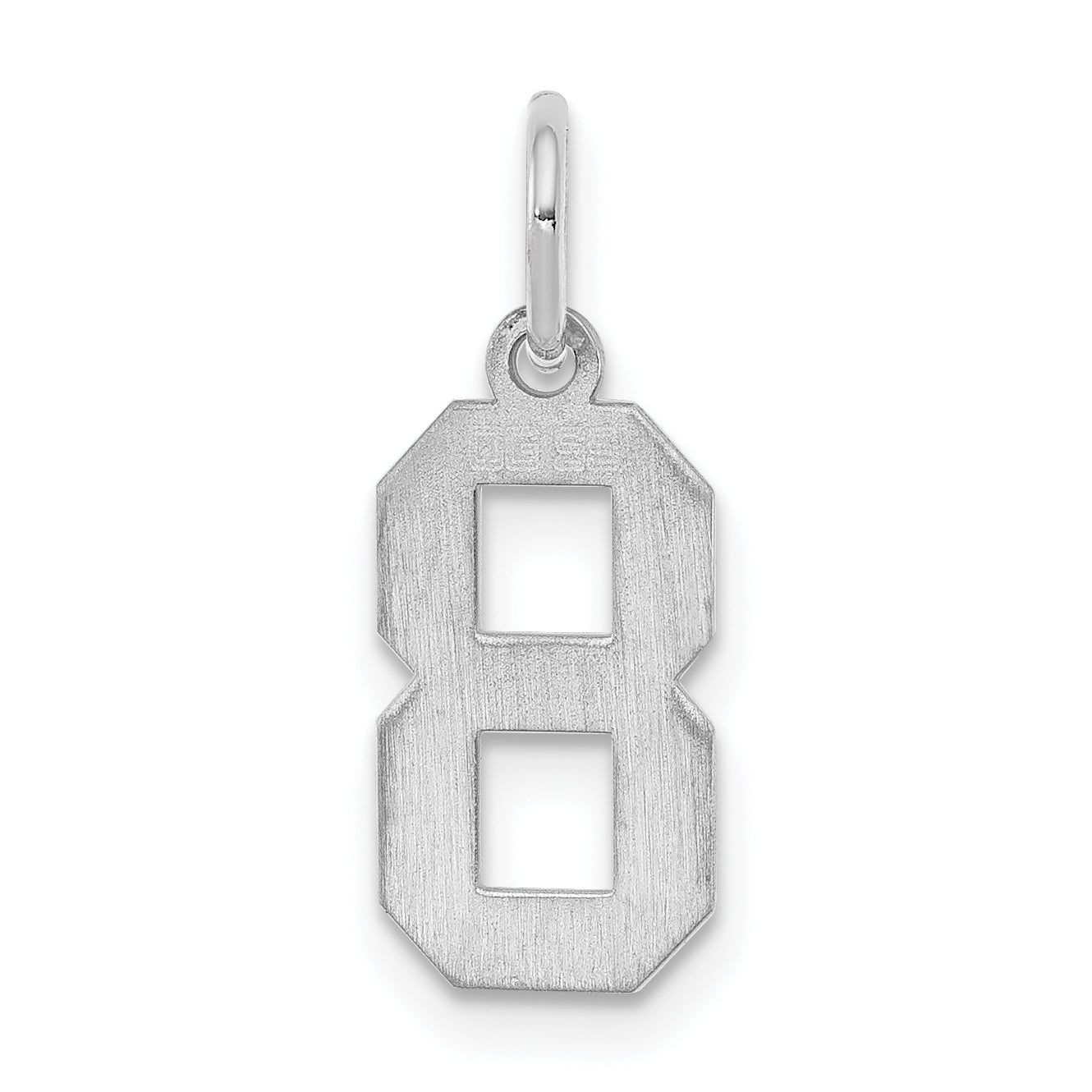 Sterling Silver Silver/Rhodium-Plated Polished Number 8 Charm