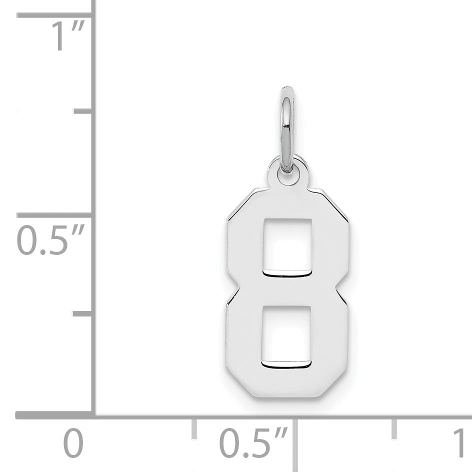 Sterling Silver Silver/Rhodium-Plated Polished Number 8 Charm
