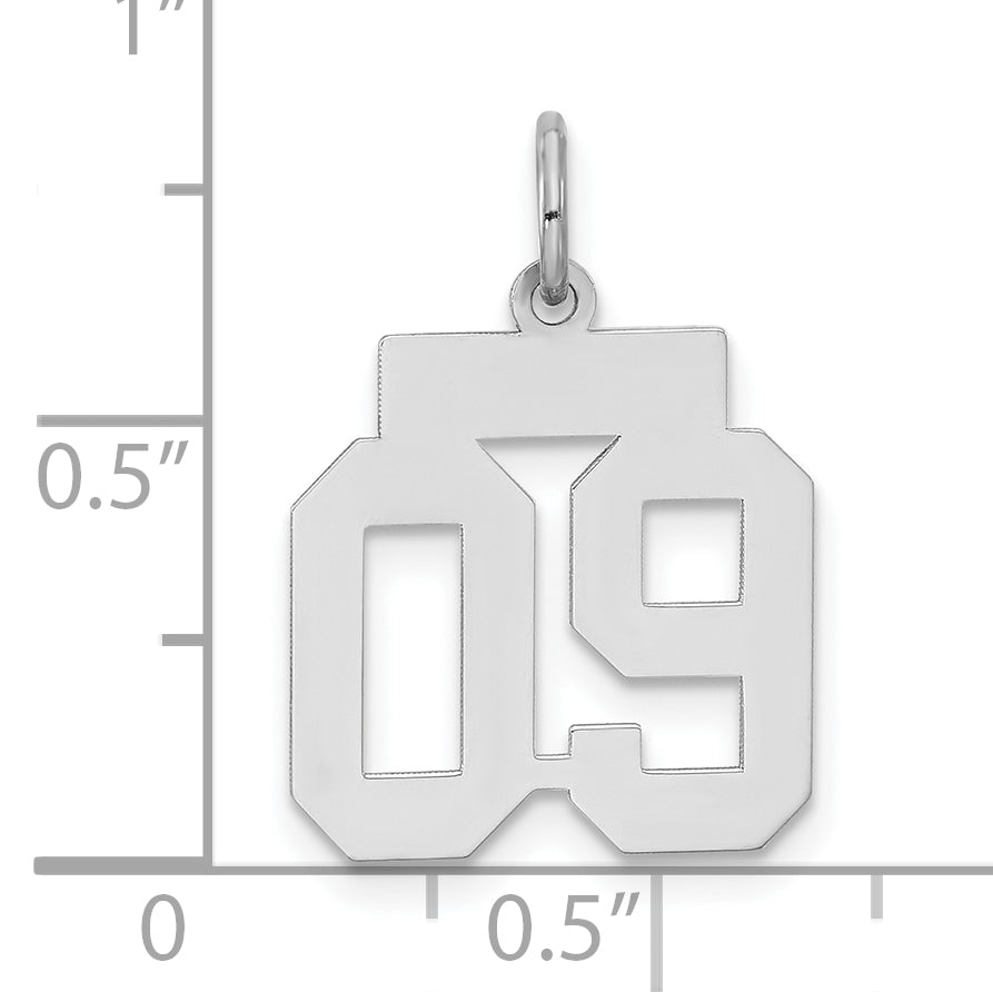 Sterling Silver Polished Small Number 09 W/Top Charm