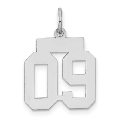 Sterling Silver Polished Small Number 09 W/Top Charm