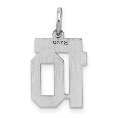 Sterling Silver Silver/Rhodium-Plated Polished Number 10 Charm