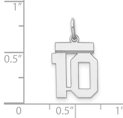 Sterling Silver Silver/Rhodium-Plated Polished Number 10 Charm