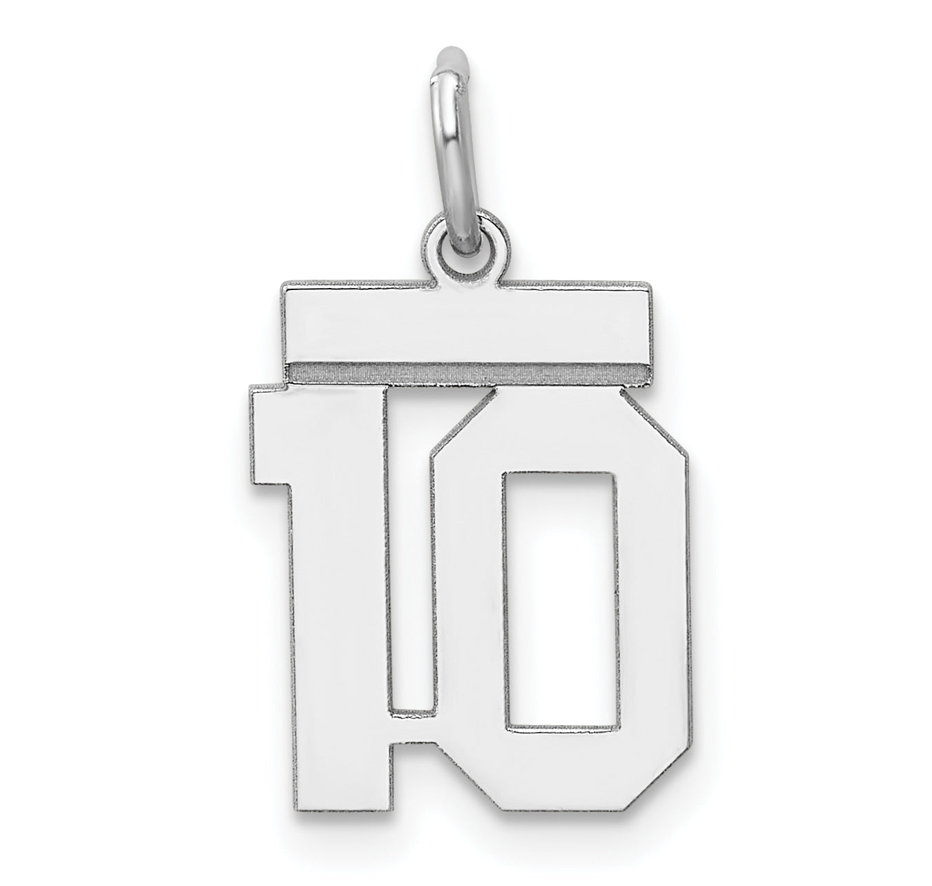 Sterling Silver Silver/Rhodium-Plated Polished Number 10 Charm