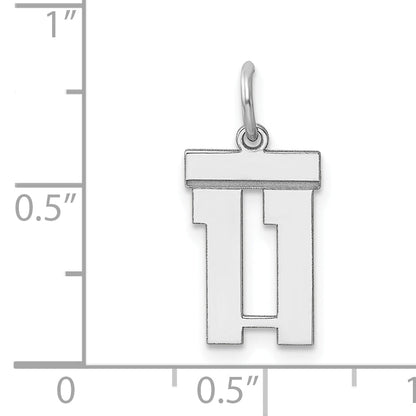 Sterling Silver Silver/Rhodium-Plated Polished Number 11 Charm