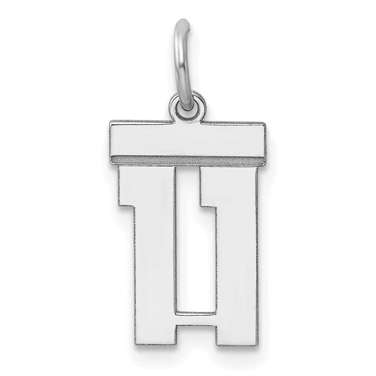 Sterling Silver Silver/Rhodium-Plated Polished Number 11 Charm