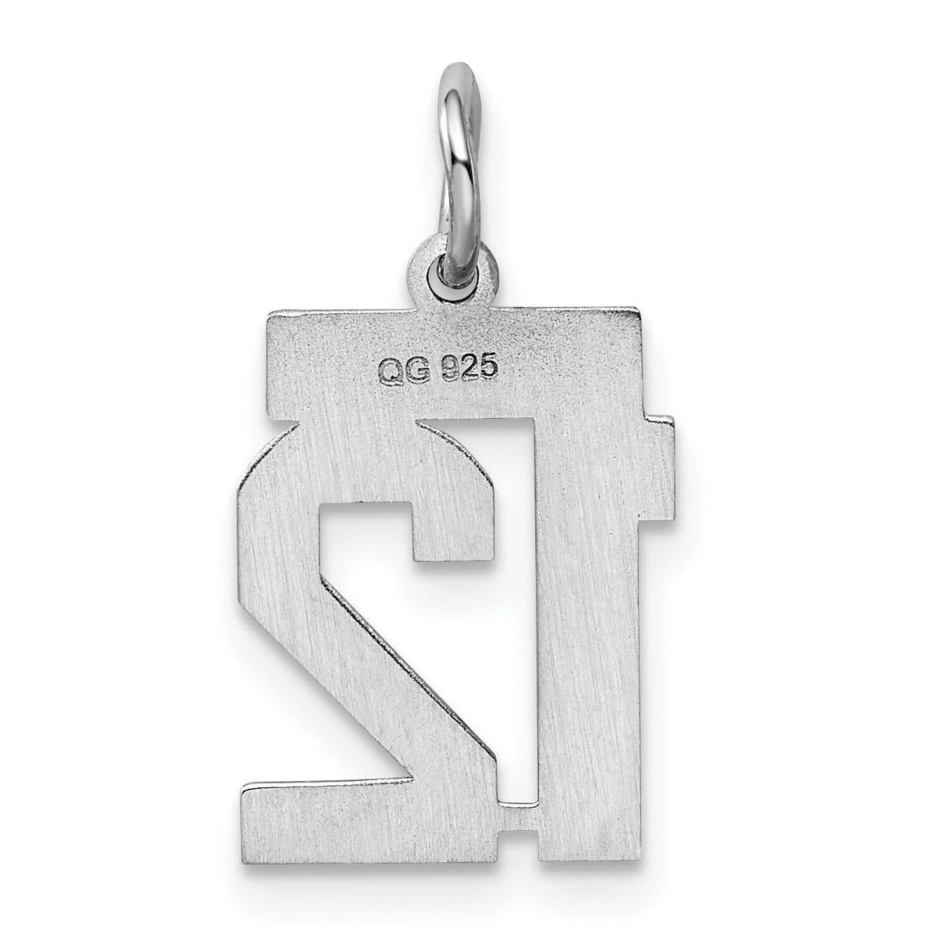 Sterling Silver Silver/Rhodium-Plated Polished Number 12 Charm