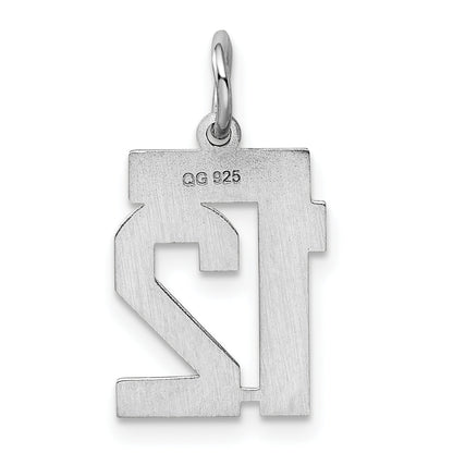 Sterling Silver Silver/Rhodium-Plated Polished Number 12 Charm