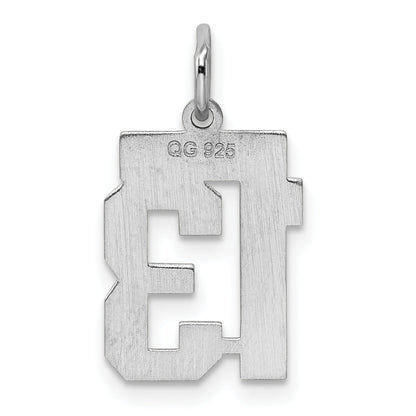 Sterling Silver Silver/Rhodium-Plated Polished Number 13 Charm
