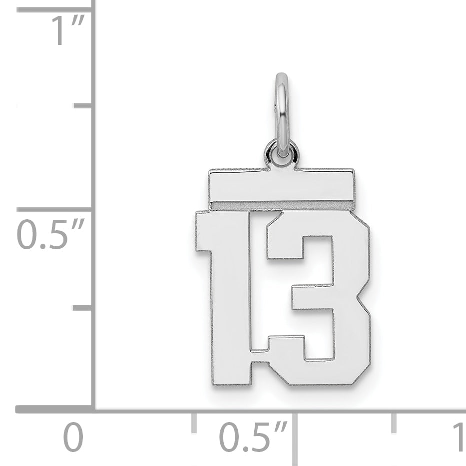 Sterling Silver Silver/Rhodium-Plated Polished Number 13 Charm
