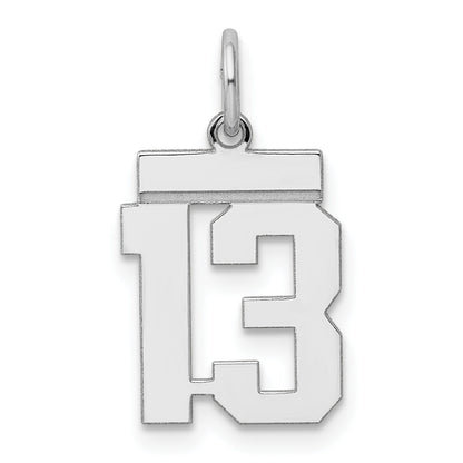 Sterling Silver Silver/Rhodium-Plated Polished Number 13 Charm
