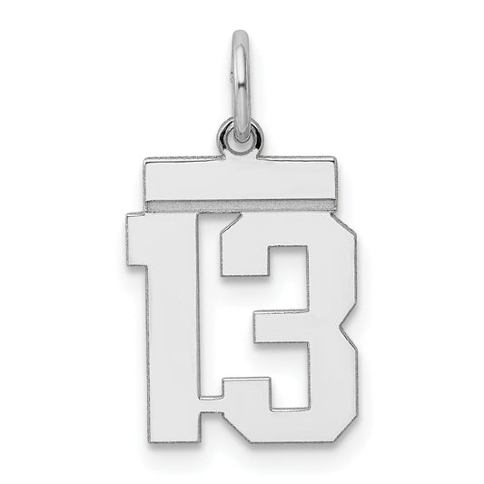Sterling Silver Silver/Rhodium-Plated Polished Number 13 Charm