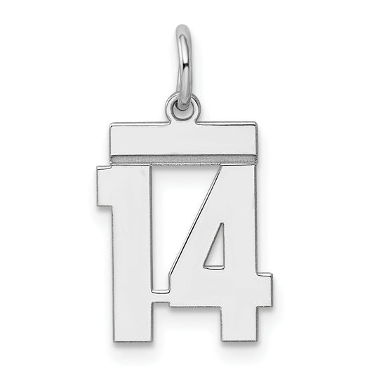 Sterling Silver Silver/Rhodium-Plated Polished Number 14 Charm