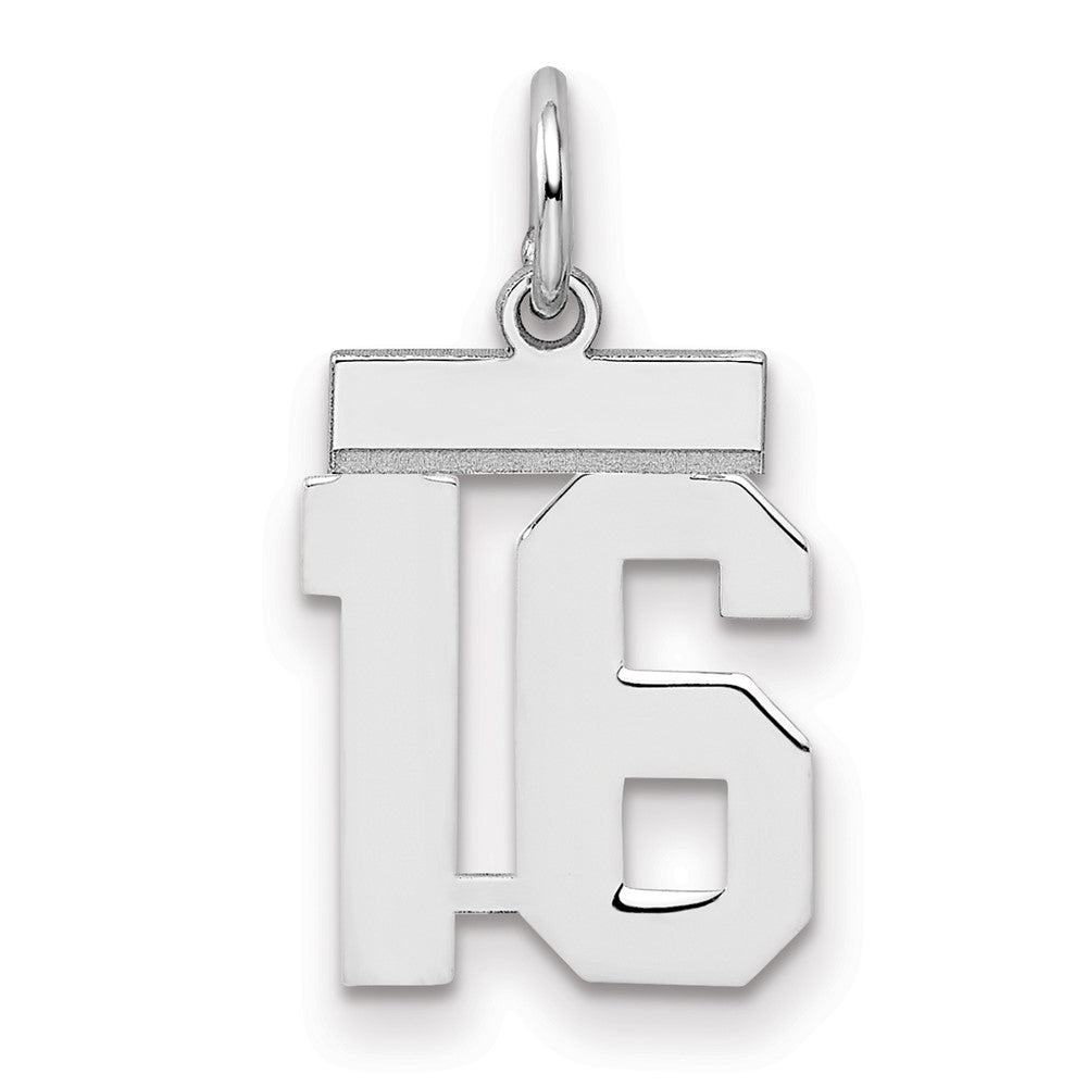 Sterling Silver Silver/Rhodium-Plated Polished Number 16 Charm