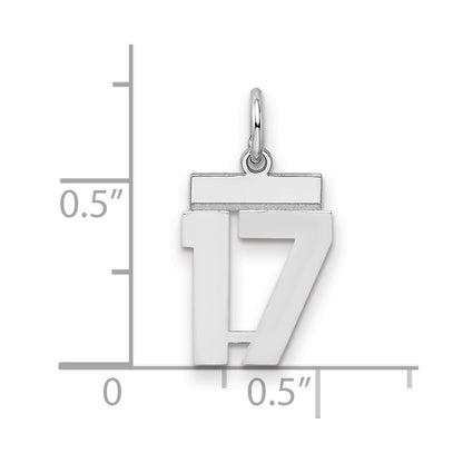 Sterling Silver Silver/Rhodium-Plated Polished Number 17 Charm