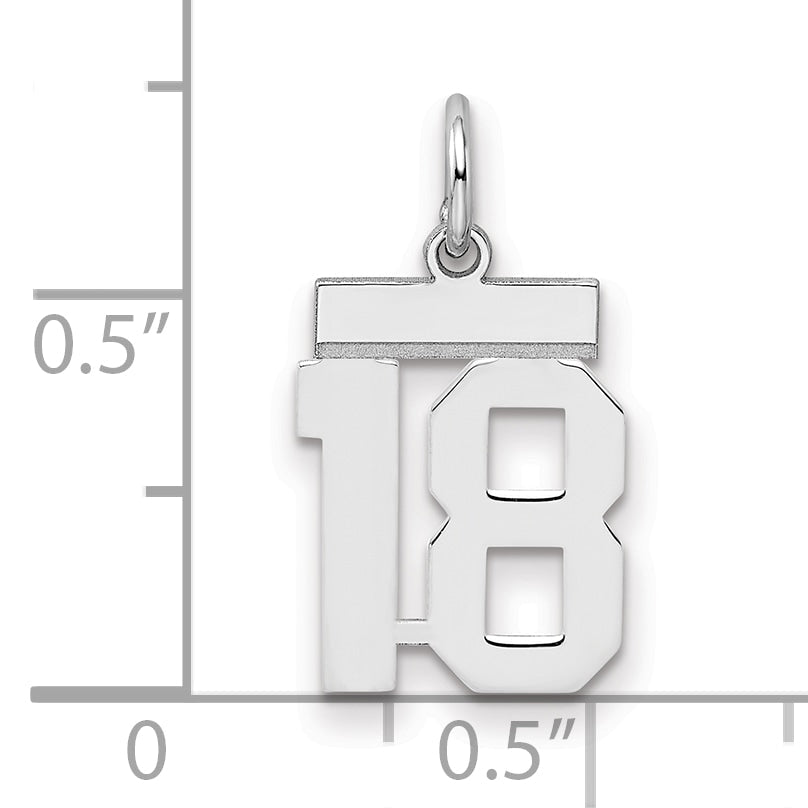 Sterling Silver Silver/Rhodium-Plated Polished Number 18 Charm