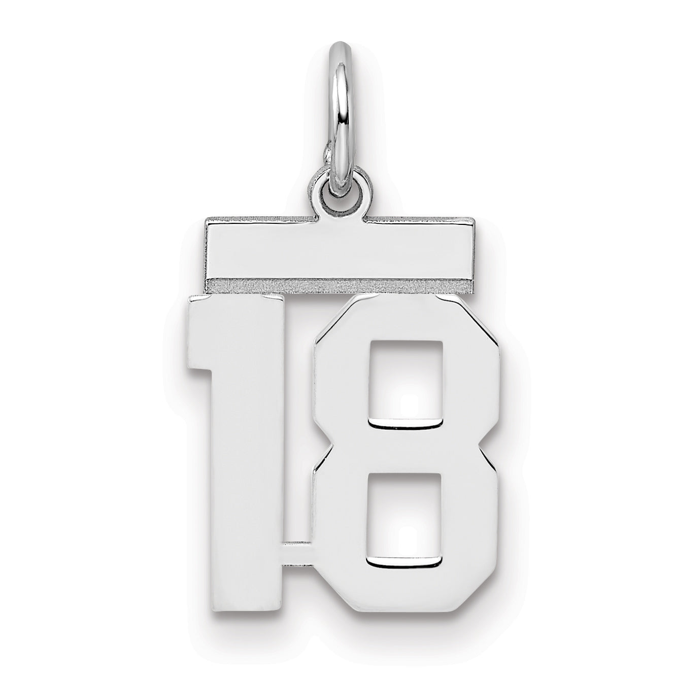 Sterling Silver Silver/Rhodium-Plated Polished Number 18 Charm