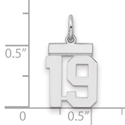 Sterling Silver Silver/Rhodium-Plated Polished Number 19 Charm