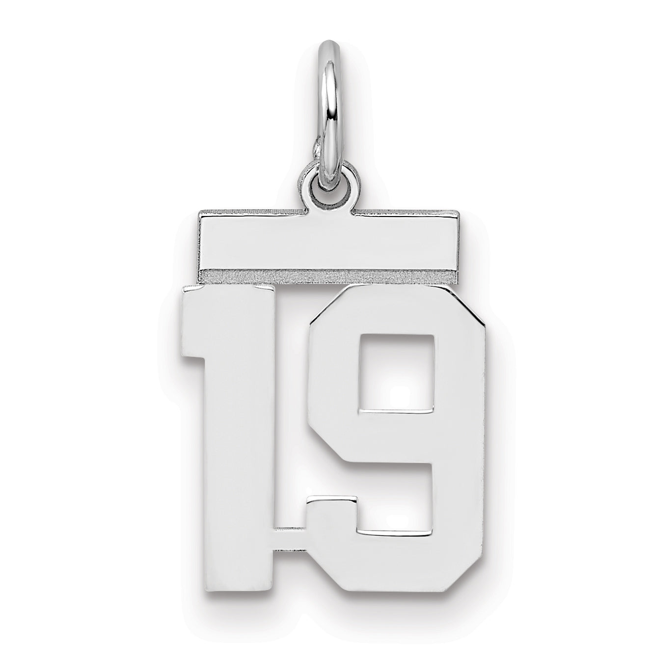 Sterling Silver Silver/Rhodium-Plated Polished Number 19 Charm