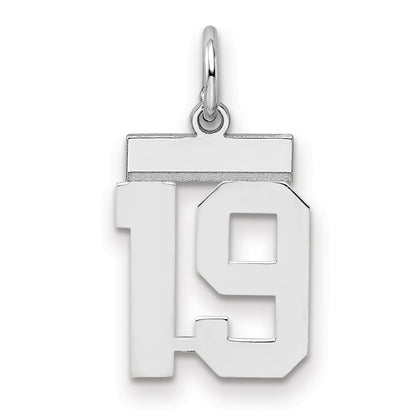 Sterling Silver Silver/Rhodium-Plated Polished Number 19 Charm