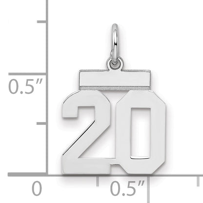 Sterling Silver Silver/Rhodium-Plated Polished Number 20 Charm