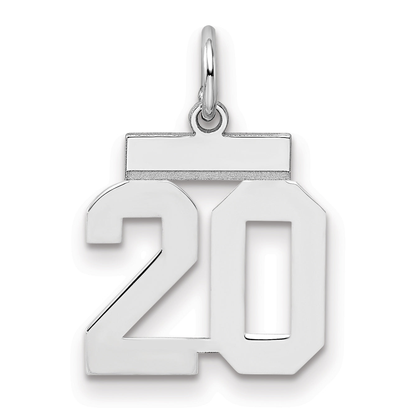 Sterling Silver Silver/Rhodium-Plated Polished Number 20 Charm