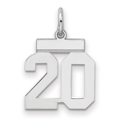Sterling Silver Silver/Rhodium-Plated Polished Number 20 Charm