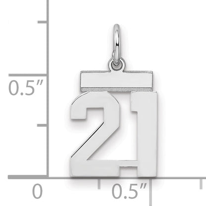 Sterling Silver Silver/Rhodium-Plated Polished Number 21 Charm