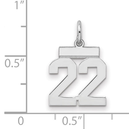 Sterling Silver Silver/Rhodium-Plated Polished Number 22 Charm