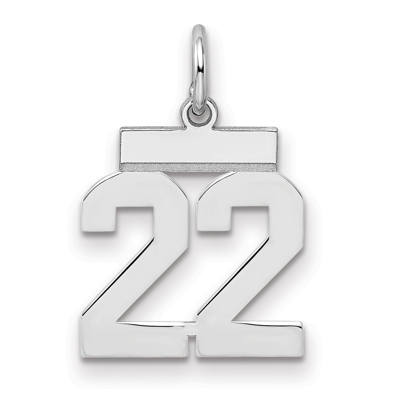 Sterling Silver Silver/Rhodium-Plated Polished Number 22 Charm