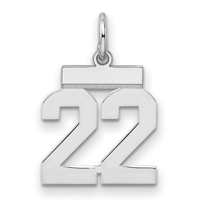 Sterling Silver Silver/Rhodium-Plated Polished Number 22 Charm