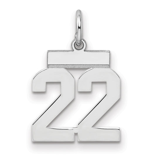 Sterling Silver Silver/Rhodium-Plated Polished Number 22 Charm