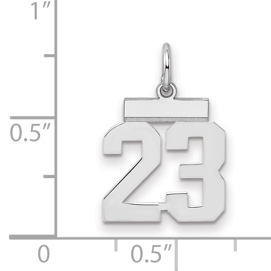 Sterling Silver Silver/Rhodium-Plated Polished Number 23 Charm