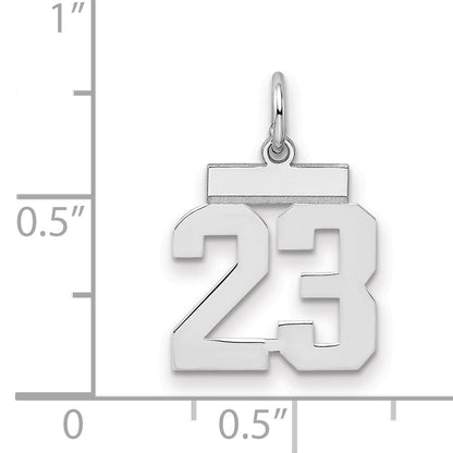 Sterling Silver Silver/Rhodium-Plated Polished Number 23 Charm